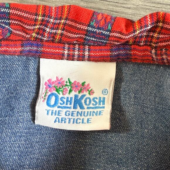 Vintage Oshkosh B'Gosh Denim Dress Size 3T Plaid School Cat Crayon Country - Picture 14 of 16